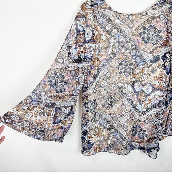 Show Me Your Mumu Long Sleeve Bell Flared Sleeve Mini Dress Boho Short XS - Picture 1 of 5